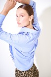CAMICIA OXFORD ROUCHES LATERALE CON FILO A CONTRASTO CELESTE/MOR
