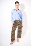 CAMICIA OXFORD ROUCHES LATERALE CON FILO A CONTRASTO CELESTE/MOR