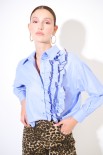CAMICIA OXFORD ROUCHES LATERALE CON FILO A CONTRASTO CELESTE/MOR
