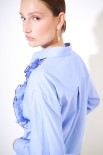 CAMICIA OXFORD ROUCHES LATERALE CON FILO A CONTRASTO CELESTE/MOR