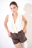 BLUSA COLLETTO SMANICATA BURRO
