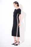 ABITO MIDI CON BANDE MEZZAMANICA NERO