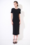 ABITO MIDI CON BANDE MEZZAMANICA NERO
