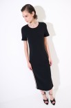 ABITO MIDI CON BANDE MEZZAMANICA NERO