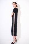ABITO MIDI CON BANDE MEZZAMANICA NERO