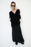 CARDIGAN SENZA BOTTONI PUNTO PELLICCIA NERO