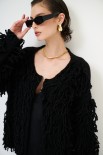 CARDIGAN SENZA BOTTONI PUNTO PELLICCIA NERO