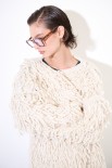 CARDIGAN SENZA BOTTONI PUNTO PELLICCIA ECRU