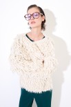 CARDIGAN SENZA BOTTONI PUNTO PELLICCIA ECRU