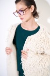 CARDIGAN SENZA BOTTONI PUNTO PELLICCIA ECRU