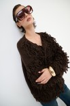 CARDIGAN SENZA BOTTONI PUNTO PELLICCIA MORO