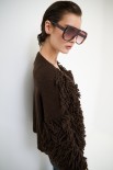 CARDIGAN SENZA BOTTONI PUNTO PELLICCIA MORO
