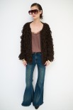 CARDIGAN SENZA BOTTONI PUNTO PELLICCIA MORO