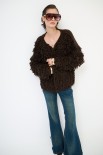 CARDIGAN SENZA BOTTONI PUNTO PELLICCIA MORO