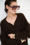 CARDIGAN SENZA BOTTONI PUNTO PELLICCIA MORO