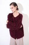 CARDIGAN SENZA BOTTONI PUNTO PELLICCIA VINO