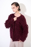 CARDIGAN SENZA BOTTONI PUNTO PELLICCIA VINO