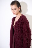 CARDIGAN SENZA BOTTONI PUNTO PELLICCIA VINO