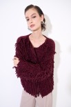 CARDIGAN SENZA BOTTONI PUNTO PELLICCIA VINO