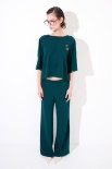 BLUSA OVER CON BANDE + SPILLA VERDE