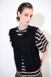 GILET PUNTO PELLICCIA NERO
