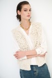 GILET PUNTO PELLICCIA ECRU