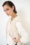 GILET PUNTO PELLICCIA ECRU