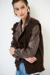 GILET PUNTO PELLICCIA MORO
