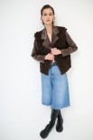GILET PUNTO PELLICCIA MORO