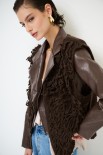 GILET PUNTO PELLICCIA MORO