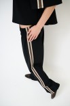 PANTALONE DRITTO CON BANDE E ELASTICO NERO