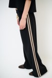 PANTALONE DRITTO CON BANDE E ELASTICO NERO