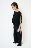 PANTALONE DRITTO CON BANDE E ELASTICO NERO