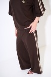 PANTALONE DRITTO CON BANDE E ELASTICO MORO