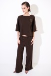 PANTALONE DRITTO CON BANDE E ELASTICO MORO