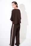 PANTALONE DRITTO CON BANDE E ELASTICO MORO