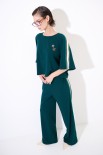 PANTALONE DRITTO CON BANDE E ELASTICO VERDE