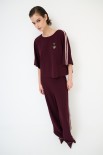 PANTALONE DRITTO CON BANDE E ELASTICO VINO