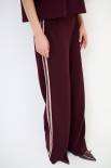 PANTALONE DRITTO CON BANDE E ELASTICO VINO