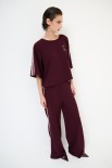 PANTALONE DRITTO CON BANDE E ELASTICO VINO
