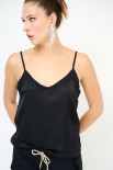 TOP CON PIZZO IN TINTA NERO