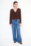 BLUSA CON GRONDA E SPALLINE COFFEE