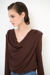 BLUSA CON GRONDA E SPALLINE COFFEE