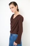 BLUSA CON GRONDA E SPALLINE COFFEE
