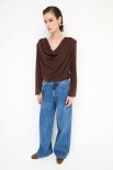 BLUSA CON GRONDA E SPALLINE COFFEE