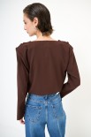 BLUSA CON GRONDA E SPALLINE COFFEE