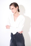 BLUSA CON GRONDA E SPALLINE PANNA