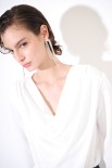 BLUSA CON GRONDA E SPALLINE PANNA