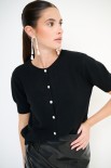 CARDIGAN MEZZA MANICA GIOIELLO NERO