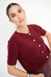 CARDIGAN MEZZA MANICA GIOIELLO BORDEAUX